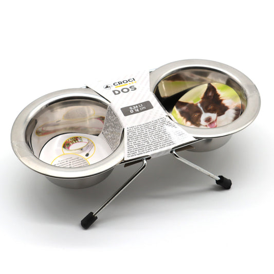 Croci Dobbelt Skålesæt med Stativ – Rustfrit Stål www.moon-watchers.dk 01